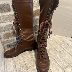 JC Penny Vintage trail maker 60’s 1970s Leather lace up tall boots  size 7.5-8